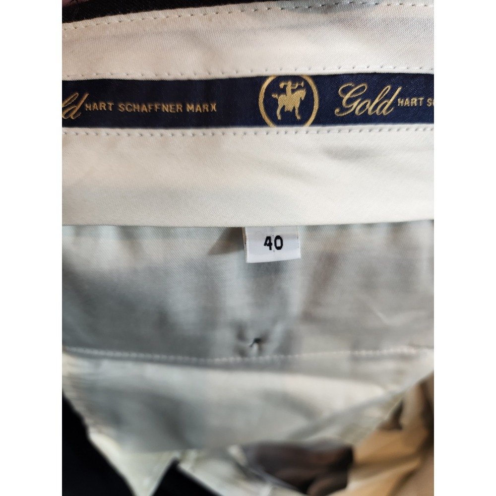 Hart Schaffner Marx Gold Dress Pants Men 40 Grey NEW Merino Wool unhemmed Pleat - Picture 4 of 11